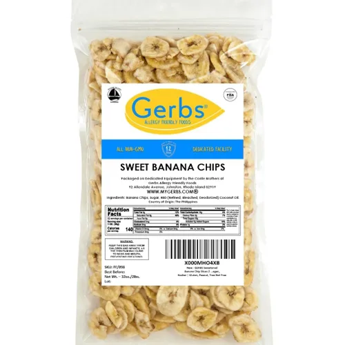 Vista 5 de Gerbs Chips de plátano endulzados, 2 libras - Sin sulfatado y sin conservantes - Top 14 apto para alergias y sin OGM - Producto de Filipinas