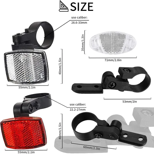 Vista 2 de VICDUEKG Kit de reflectores delanteros y traseros de bicicleta, 12 piezas de reflectores de radios de rueda de luz de bicicleta, accesorios