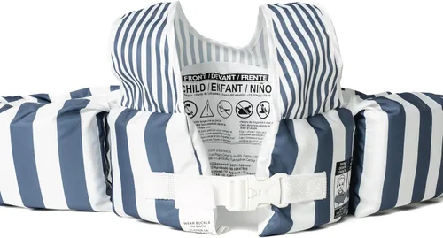 Vista 7 de Chaleco de natación con bloques de color, chaleco salvavidas para niños y niñas (azul)