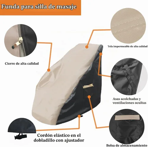 Vista 3 de Funda para silla de masaje, 600D protector de silla de masaje shiatsu de cuerpo completo, 59 x 39 x 55 pulgadas, fundas para sillón, con cordón