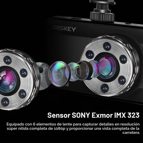 Vista 2 de ORSKEY Cámara de salpicadero delantera y trasera 1080P Full HD cámara doble en la cámara del coche para salpicadero 170 de ángulo amplio