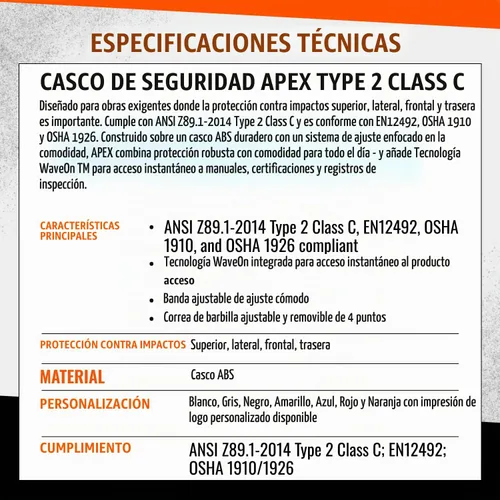 Vista 8 de Malta Dynamics Casco de Seguridad Tipo APEX 2 – Cascos de Seguridad Duros Conformes con OSHA y ANSI Z89.1 para Trabajadores de Construcción y Casco