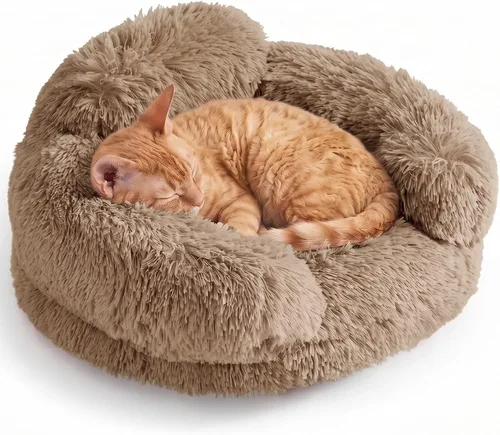 Vista 16 de EHEYCIGA Cama calmante de 20 pulgadas para perros pequeños y gatos, sofá Marrón