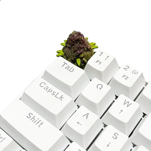 Vista 6 de Teclado personalizado para teclado mecánico para juegos - Diseño de flores de marihuana (violeta)