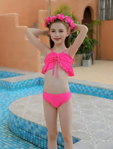 Vista 4 de Colas de sirena para nadar para niñas, traje de baño de bikini con cordones, diadema sin aletas