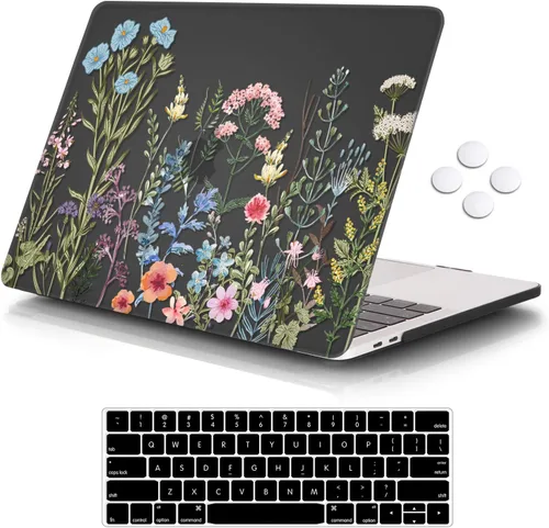 Vista 12 de iCasso Funda para MacBook Pro de 13 pulgadas M2 2025 A2338 Rosa Floral 1-Rosa Boho Floral