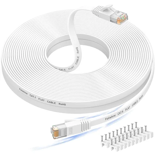 Vista 8 de Folishine Cable Ethernet Cat 6e de 10 pies, cable de red plano con conector RJ45 sin enganches para divisor Ethernet, PS4, Xbox, cable LAN de alta