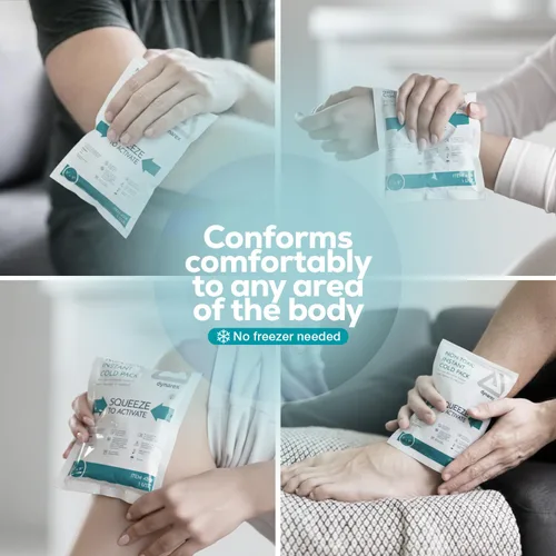 Vista 4 de Dynarex Paquetes fríos instantáneos, no tóxicos, compresas frías desechables para primeros auxilios, portátiles y se ajustan a los contornos
