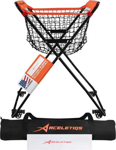 Vista 8 de ACELETIQS Baseball Softball Portable Batting Practice Ball Caddy, Use During Training and Drills, Save Your Back No More Bending, Holds up to 60
