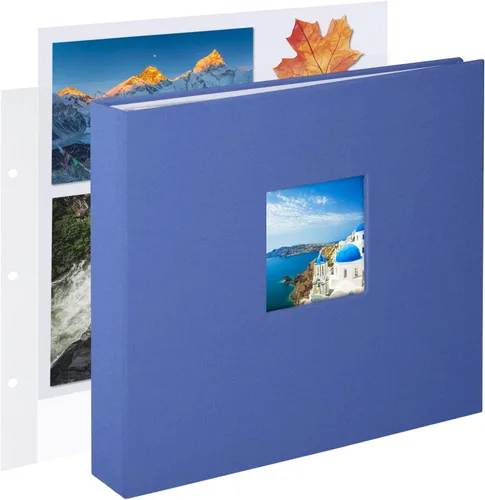 Vista 34 de 1DOT2 8x8 DIY pequeño álbum de recortes con 3 anillas, álbum de fotos con diario, con 30 fundas de plástico, 60 páginas y cubierta de tela