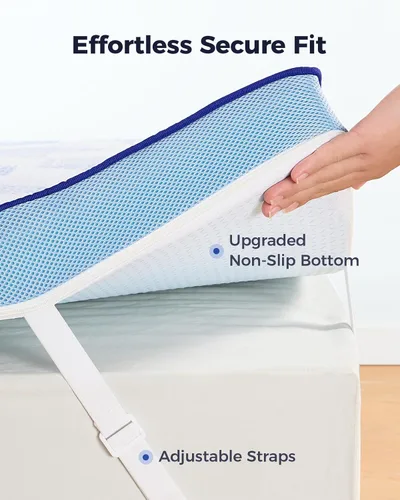 Vista 6 de PERLECARE Cubrecolchón firme de espuma viscoelástica de 3 pulgadas para aliviar el dolor de espalda, protector de colchón con funda de bambú