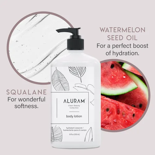 Vista 4 de ALURAM Loción corporal hidratante, agua de coco hidratante y crema de escualano hidratante para piel suave, vegano, 18 onzas líquidas