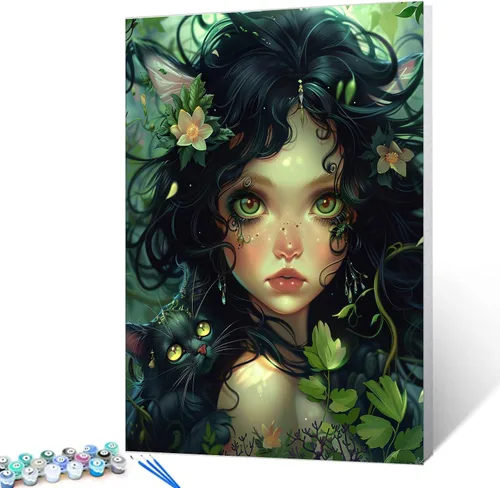 Vista 26 de Kit de pintura por números, lienzo de 16 x 20 pulgadas, pintura al óleo para niños, 16 x 20 pulgadas, pintura al óleo para adultos, adultos