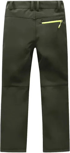 Vista 3 de MEILONGER Pantalones de senderismo Softshell para niños y niñas, con forro polar, pantalones de esquí para nieve, impermeables, para exteriores
