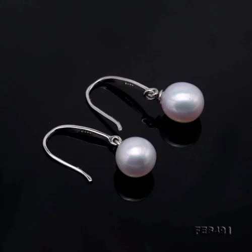 Vista 3 de Pendientes de perlas JYX de 0315in para mujer de plata de ley 925 pendientes de gancho de perlas cultivadas de agua dulce blanco AAA