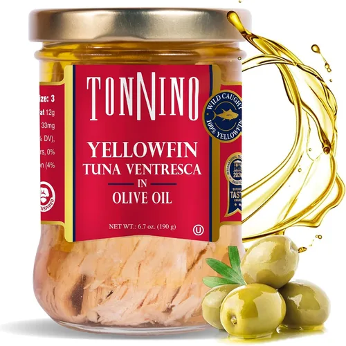 Vista 17 de Tonnino Filetes de atún bajos en calorías y sin gluten de aleta amarilla en aceite de oliva, 6.3 onzas, chile tailandés picante (paquete de 6))