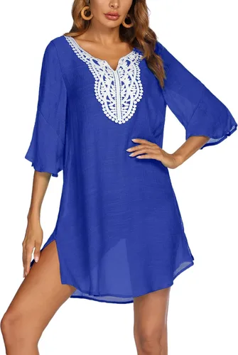 Vista 2 de Ekouaer Swimsuit Cover Ups Women's Bathing Suit Coverup Lace Crochet Beachwear Loose Bikini Beach Dress for Swimwear