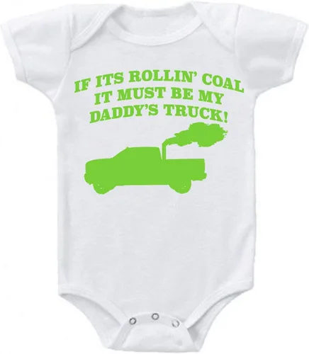 Vista 5 de Ink Trendz My Daddy's Rollin Coal 4x4 Ram Pickup Truck - Enterizo de manga corta para bebé Negro
