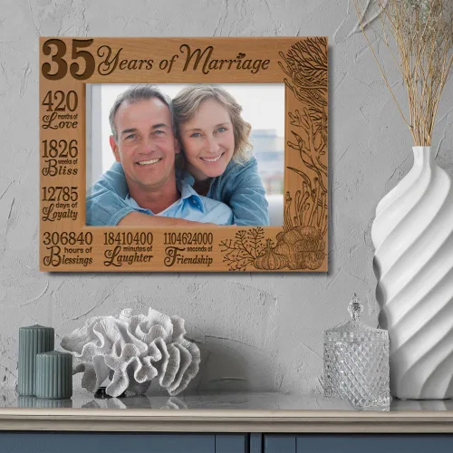 Vista 3 de KATE POSH Marco de fotos 35 años de matrimonio, aniversario tradicional de coral para marido y esposa, parejas (4 x 6 pulgadas, horizontal)