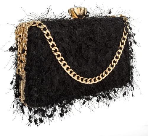 Vista 4 de YYW Bolso de mano para mujer, lindo bolso de noche esponjoso, bolso de hombro para banquete de boda, fiesta