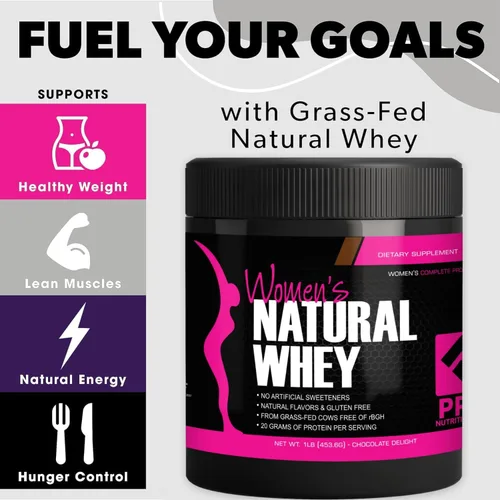 Vista 5 de PRO NUTRITION LABS Proteína de suero de leche en polvo para mujeres, apoya la masa muscular magra, baja en carbohidratos, sin gluten, alimentado