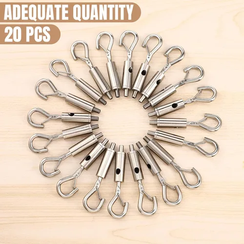 Vista 6 de Zonon 20 piezas de tensión de gancho y ojo portátiles para 1/25-1/16 galvanizado/304/316 cuerda de cable de acero inoxidable colgante de luz