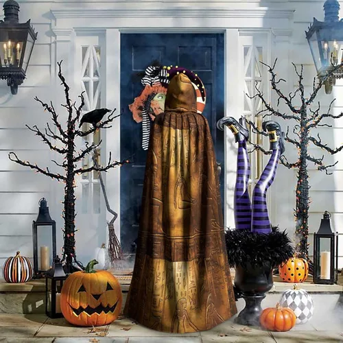 Vista 6 de Jeroglíficos egipcios antiguos textos de Halloween, mago de bruja, capa de Navidad, cosplay para adultos, disfraz de fiesta
