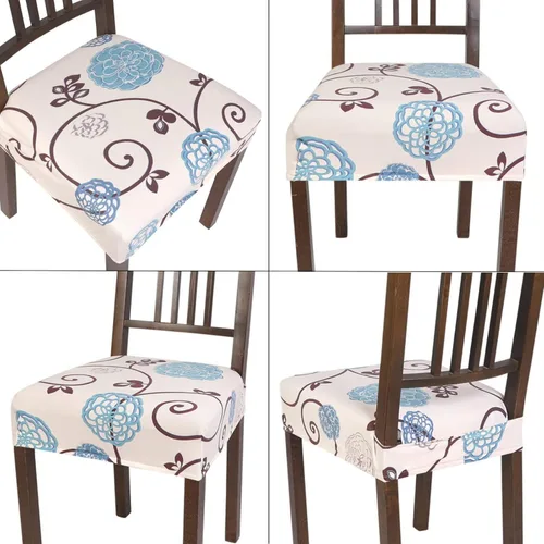 Vista 8 de SearchI Juego de 2 fundas de asiento elásticas para sillas de comedor, suaves, extraíbles y lavables, para sillas de comedor, protector de asiento