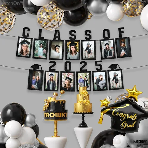 Vista 9 de KatchOn, Cartel de fotos de graduación negro 2025 – Grande, 10 pies Cartel de fieltro de la clase de 2025 para decoraciones de graduación 2025