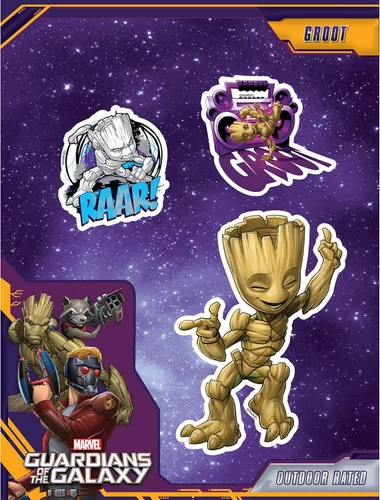 Vista 15 de Marvel Guardianes de la Galaxia Groot Calcomanías – Juego de 3 calcomanías de vinilo para coche, laptop, computadora, monopatín, calcomanías