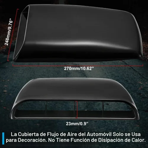 Vista 3 de Cubierta de ventilación de flujo de aire para automóvil, decorativa y universal; cubierta adhesiva para capó, color negro