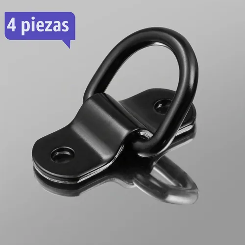 Vista 4 de 4 Piezas Anclajes de Amarre con Anillo en D, Ganchos de Amarre Negros de 1/4 Pulgada con Tornillos de Montaje para Remolques, Camión, Soporte