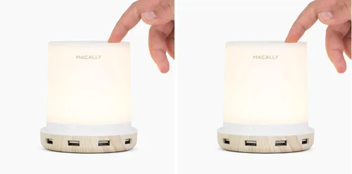 Vista 9 de Macally - lámpara LED para escritorio, mesa de luz, mesilla de noche con 4 puertos de carga USB. 3 niveles de brillo, control táctil, luz blanca