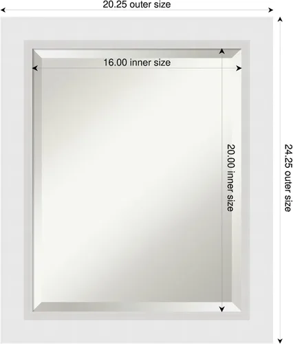 Vista 2 de Amanti Art - Espejo de baño blanco para sobre lavabo, espejo de tocador rectangular blanco de 24x20, marco de madera moderno pequeño, se cuelga