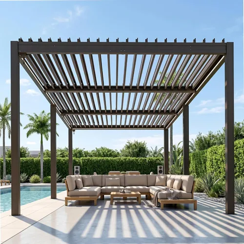 Vista 22 de Domi Pergola Screen All Aluminum, sombra de privacidad, 1 paquete, marrón