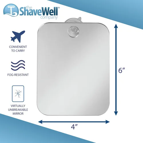 Vista 3 de Shave Well - Espejo de afeitado antivaho de viaje, portátil, sin niebla, espejo de ducha colgante con opción de mano para hombres y mujeres, incluye