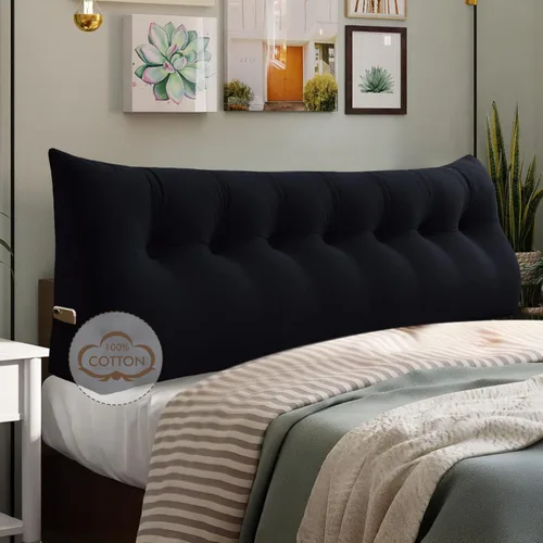 Vista 9 de WOWMAX Almohada para cabecero de terciopelo 100% algodón, tamaño individual, soporte de espalda de cuña, cojín de lectura para cama y diván, cojín