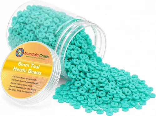 Vista 157 de Mandala Crafts Aqua Heishi - Cuentas de 0.157 in – 6000 cuentas planas de arcilla de disco polimérico para la fabricación de joyas para adultos