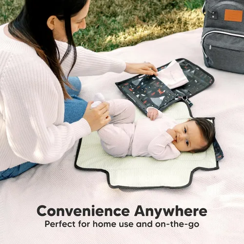Vista 7 de KeaBabies Cambiador portátil de pañales - Gran cambiador de bebé impermeable, compacto para viajes, bolsillos funcionales para accesorios esenciales