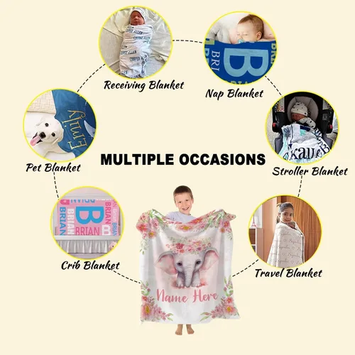 Vista 6 de Manta personalizada con nombre, suave, acogedora y ligera, con nombre para sofá o cama, regalo personalizado, unisex, tamaño XS, 40 x 30 pulgadas