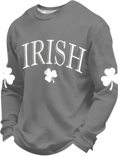 Vista 8 de Camisetas del Día de San Patricio para hombre, camiseta de manga larga para hombre, camiseta de trébol irlandés verde a la moda, camiseta que