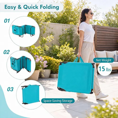 Vista 8 de GYMAX Silla bronceadora, sillas plegables con orificio para la cara y funda, asa de transporte de almohada extraíble, portátil, compacta, diseño al