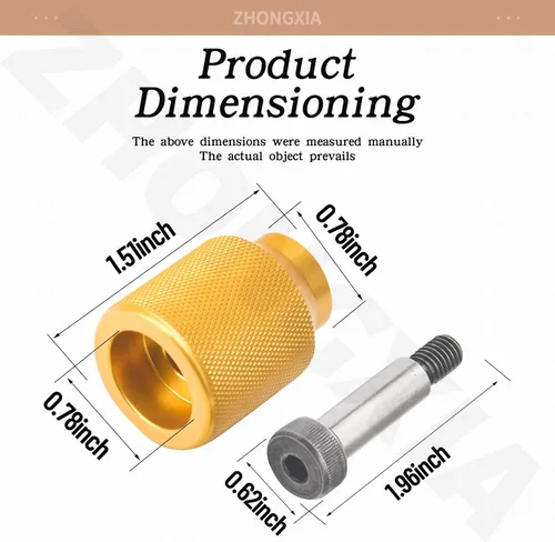Vista 3 de Pomo rechoncho de aleación de aluminio compatible con la perilla Dewalt DW735 para cepilladora Stubby, DW735X (amarillo)