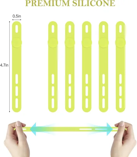 Vista 2 de Donruby 30 bridas de silicona para cables, reutilizables y lavables, con hebillas de bloqueo ajustables, correas de gestión de cables de alta