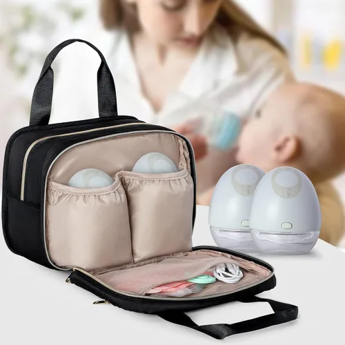 Vista 8 de Fasrom Bolsa portátil para extractor de leche con enfriador compatible con bombas Momcozy Medela y Elvie, funda de transporte portátil para madres