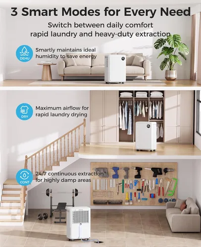 Vista 3 de 32 Pint Dehumidifier for Basement and Home, 2600 Sq Ft with Drain Hose