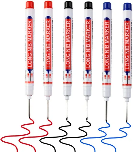 Vista 8 de 3 bolígrafos multiusos de punta larga con agujeros profundos, bolígrafo de carpintero colorido de punta larga para carpintería de baño, decoración