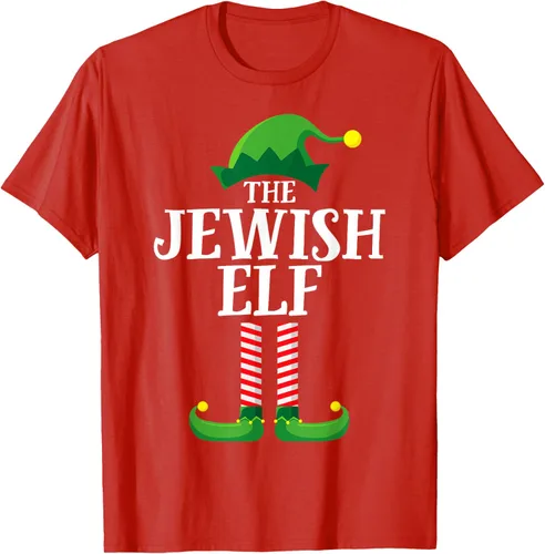 Vista 49 de Playera de pijama para fiesta de Navidad, grupo familiar a juego con elfo judío