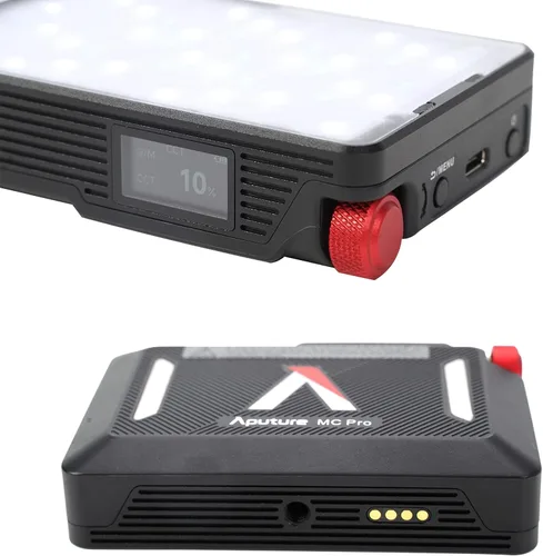 Vista 4 de Aputure MC PRO - Luz de video para cámara, panel de luz de cámara LED, 2,000-10,000k, función de absorción magnética, polvo y resistente al agua