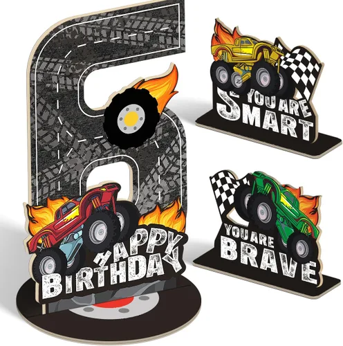 Vista 9 de Juego de 3 piezas de dinosaurios con signo de número de 2º cumpleaños, decoración de mesa de dinosaurios para niños y niños de 2º cumpleaños